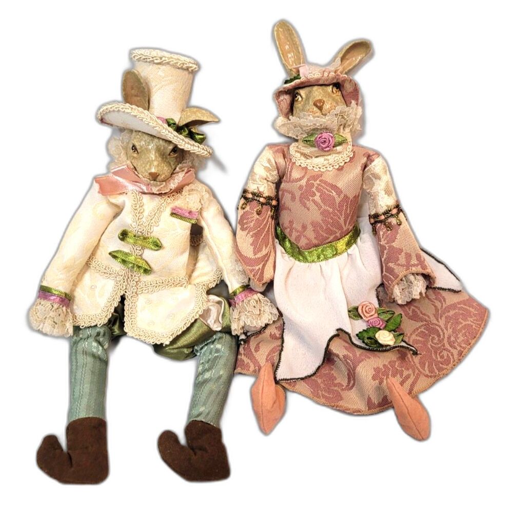 Vintage Katherine's Collection BUNNY COUPLE Kleski RABBIT DECOR